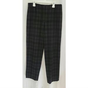 Talbots Stretch Fit Windowpane Black Plaid Pants Velvet Checks SlimFit Size 6